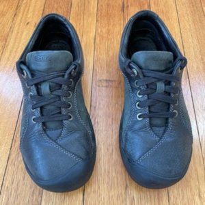 Keen Presidio Womens 7.5 Black & Dark Green Leather Comfort Shoe Lace Up Sneaker